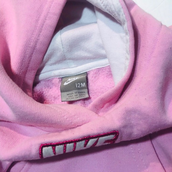 Nike Baby Girl Kids Hoodie Pullover Jacket Pink Sz 12 Months - Picture 6 of 8